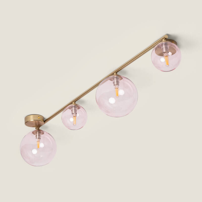 Image de Plafonnier Métal et Verre Moonlight Brass 4 Spots