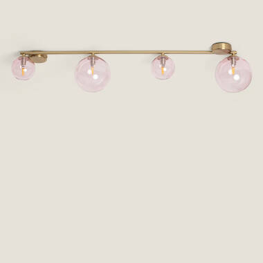 Image de Plafonnier Métal et Verre Moonlight Brass 4 Spots