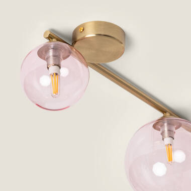 Image de Plafonnier Métal et Verre Moonlight Brass 4 Spots