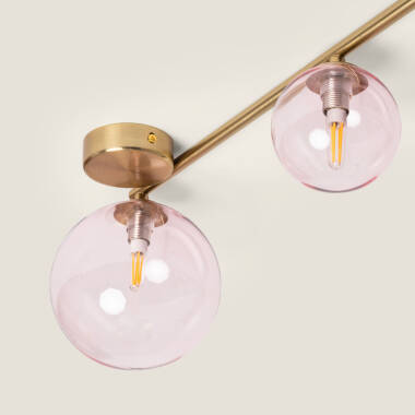 Image de Plafonnier Métal et Verre Moonlight Brass 4 Spots