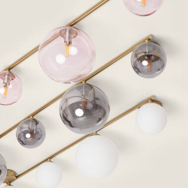 Image de Plafonnier Métal et Verre Moonlight Brass 4 Spots