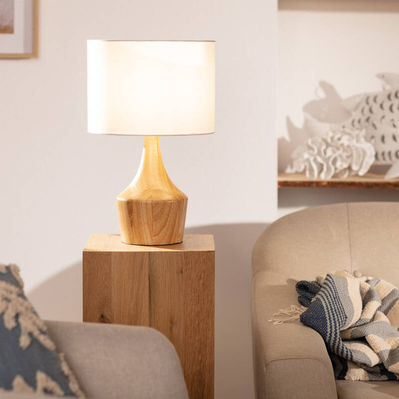 Bild von Tischlampe aus Holz Dabai