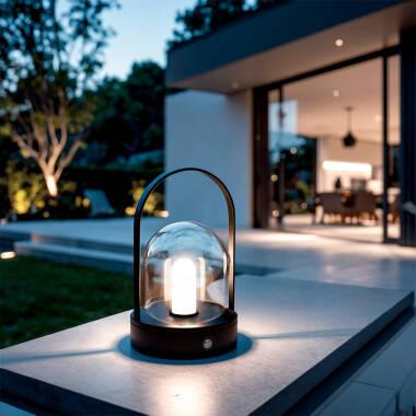 Tafellamp LED 3W Metaal en Glas Draagbaar met Oplaadbare USB Batterij Olena