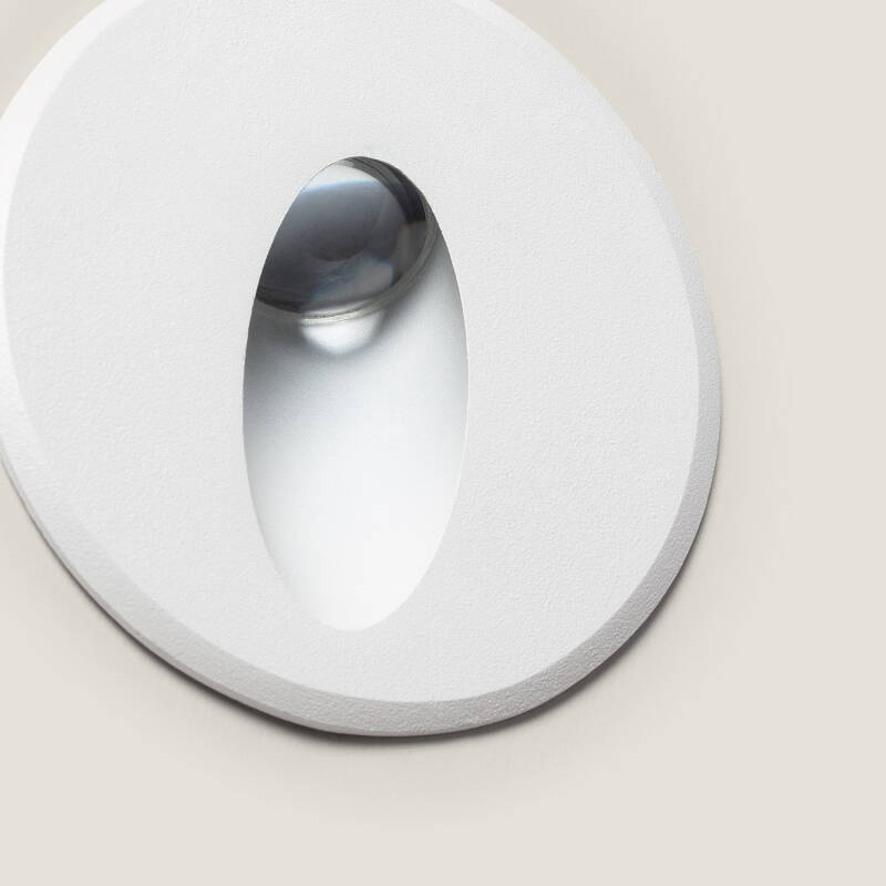 Image of Adam 3W Round Oval Recessed LED Wall Light White