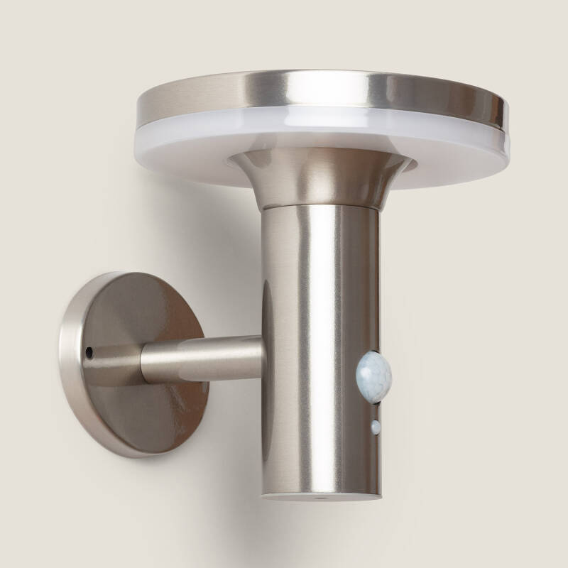 Image de Applique Murale LED Extérieure Solaire Inox Helios avec Détecteur de Présence PIR