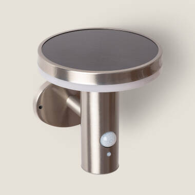 Image de Applique Murale LED Extérieure Solaire Inox Helios avec Détecteur de Présence PIR