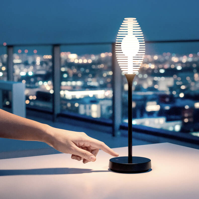 LED Tischlampe Tragbar für Außen mit wiederaufladbarem USB-Akku aus Metall Dukuza