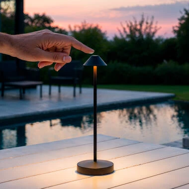 Lampada da Tavolo LED Portatile per Esterni Metallo con Batteria Ricaricabile Magatzi