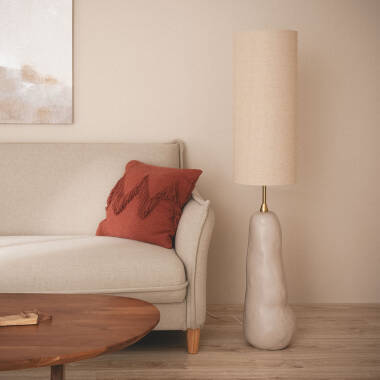 Bild von LED Tischlampe aus Keramik und Stoff Bryony
