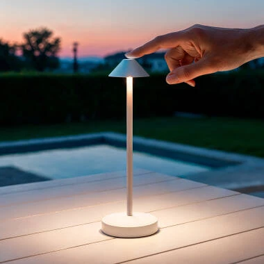 Lampada da Tavolo LED Portatile per Esterni Metallo con Batteria Ricaricabile Magatzi