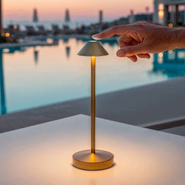 Lampada da Tavolo LED Portatile per Esterni Metallo con Batteria Ricaricabile Magatzi