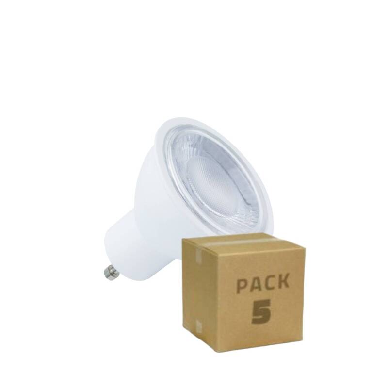 Image of Pack of 5 Dimmable GU10 5W LED Bulbs 100º 430lm 