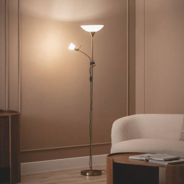 Stojací Lampa z Kovu a Skla s Lampičkou na Čtení Ussel