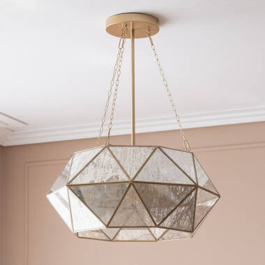 Octagon Metal & Glass Pendant Lamp