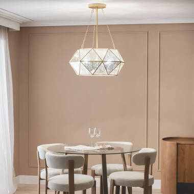 Bild von Pendelleuchte aus Metall und Glas Oktagon