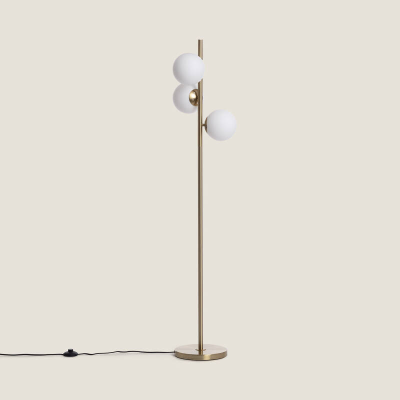 Bild von Stehlampe Metall und Glas Moonlight Brass Round 3 Strahler Bild von Stehlampe Metall und Glas Moonlight Brass Round 3 Strahler