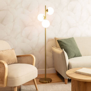 Bild von Stehlampe Metall und Glas Moonlight Brass Round 3 Strahler Bild von Stehlampe Metall und Glas Moonlight Brass Round 3 Strahler