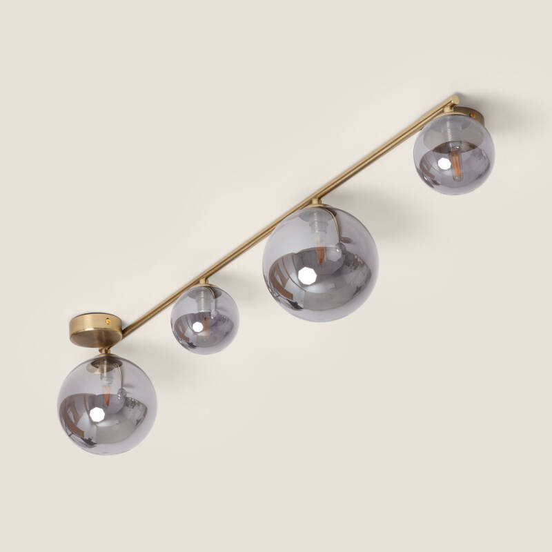 Afbeelding van Hanglamp Metaal en Glas Moonlight Brass 4spots