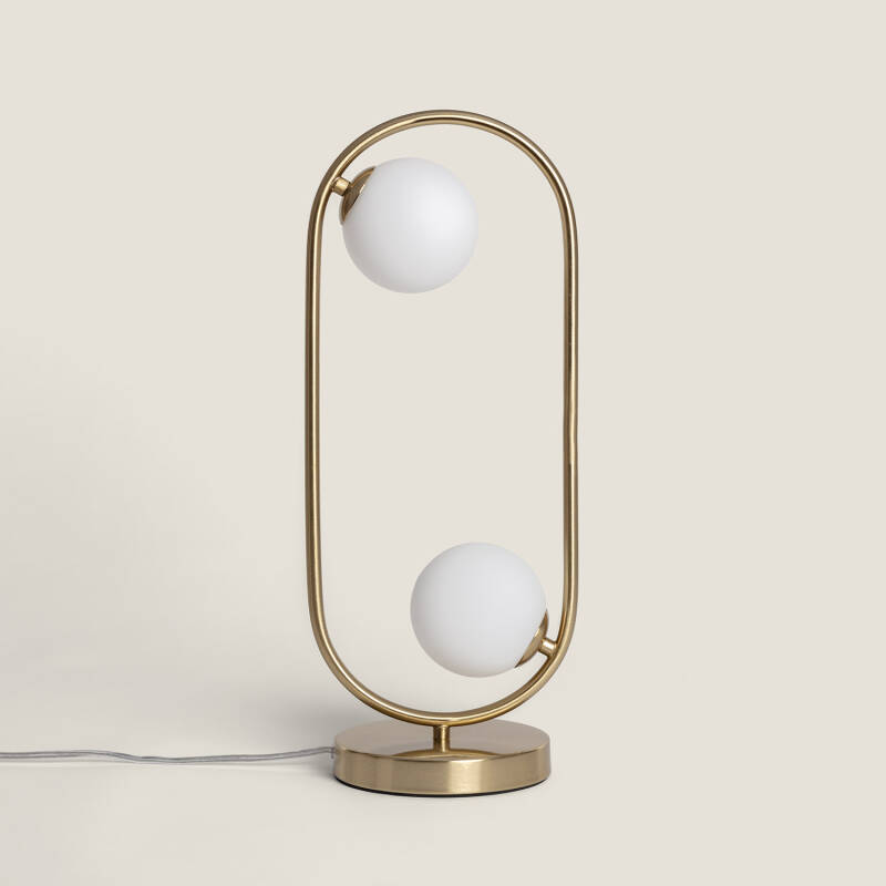 Afbeelding van Tafellamp Metaal en Glas Moonlight Brass 2 Spots