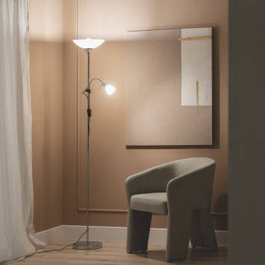 Staande Lamp Metaal en Glas met leeslamp Ussel