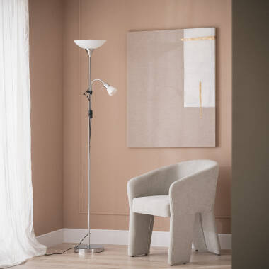 Afbeelding van Staande Lamp Metaal en Glas met leeslamp Ussel Afbeelding van Staande Lamp Metaal en Glas met leeslamp Ussel