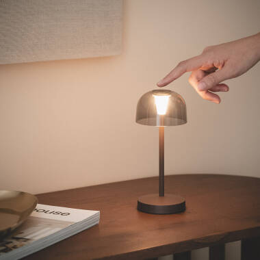 Lampada da Tavolo LED Portatile per Esterni Metallo con Batteria USB Ricaricabile Lendora Smoke