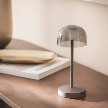 Image of Lendora Smoke Portable Outdoor LED Table Lamp with Rechargeable Battery 