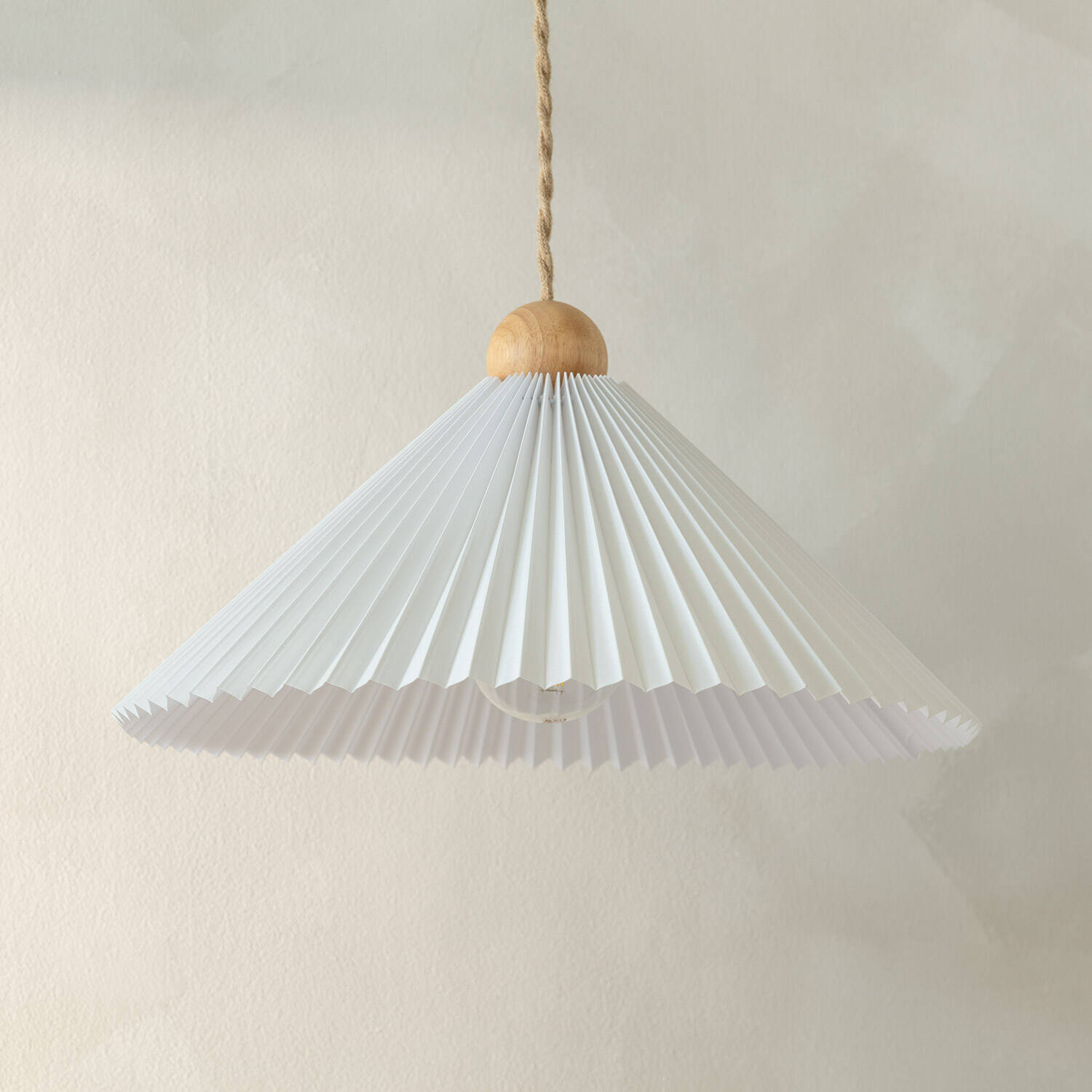 Lampa Wisząca Drewno i Materiał Luanda - widok 2