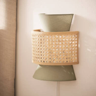 Applique da Parete Rattan e Tessuto Chulu