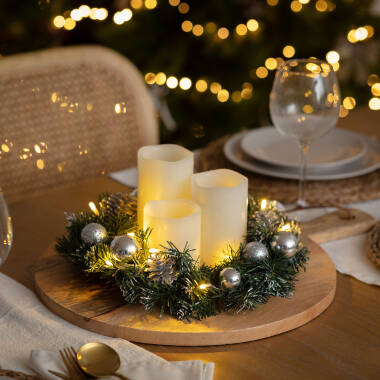 LED Kerstkrans Karuna Zilver op Batterijen