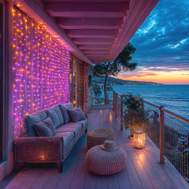 Image de Rideau de Guirlande LED Extérieur avec Piles 1m Centauro  Image de Rideau de Guirlande LED Extérieur avec Piles 1m Centauro