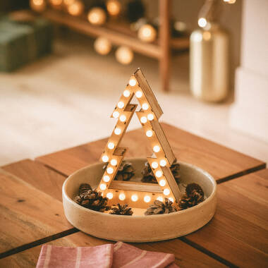 Albero di Natale Legno LED con Batteria Gaspar