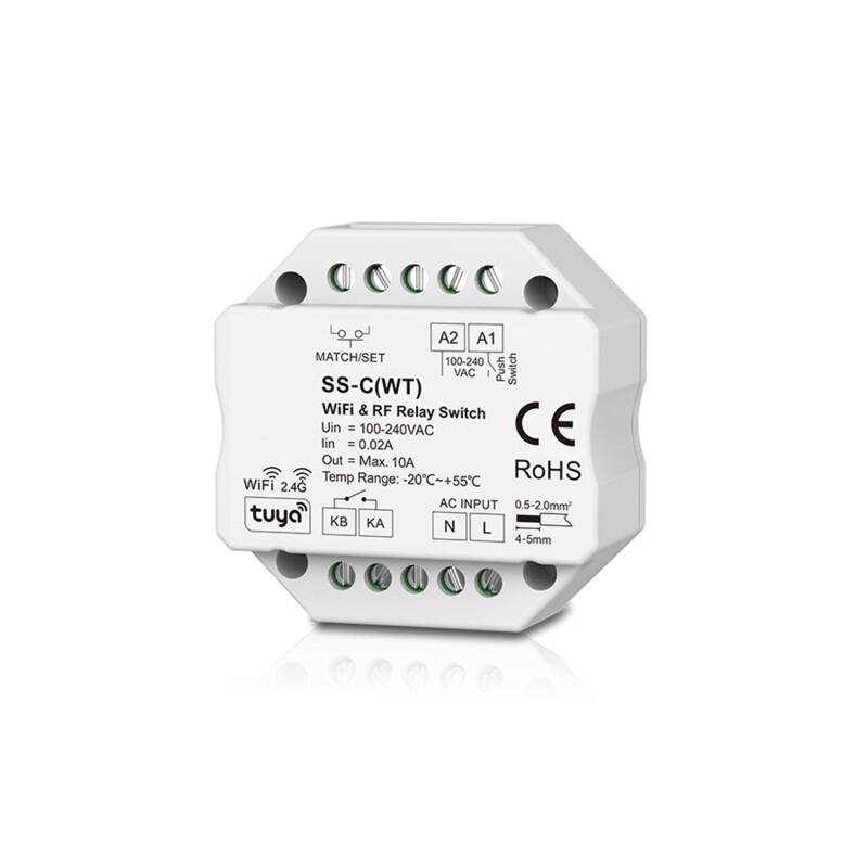 Image de Interrupteur WiFi Compatible avec Bouton-poussoir et Télécommande RF SKYDANCE SS-C(WT)