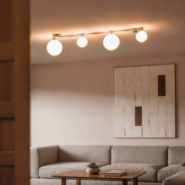 Hanglamp Metaal en Glas Moonlight Brass 4spots