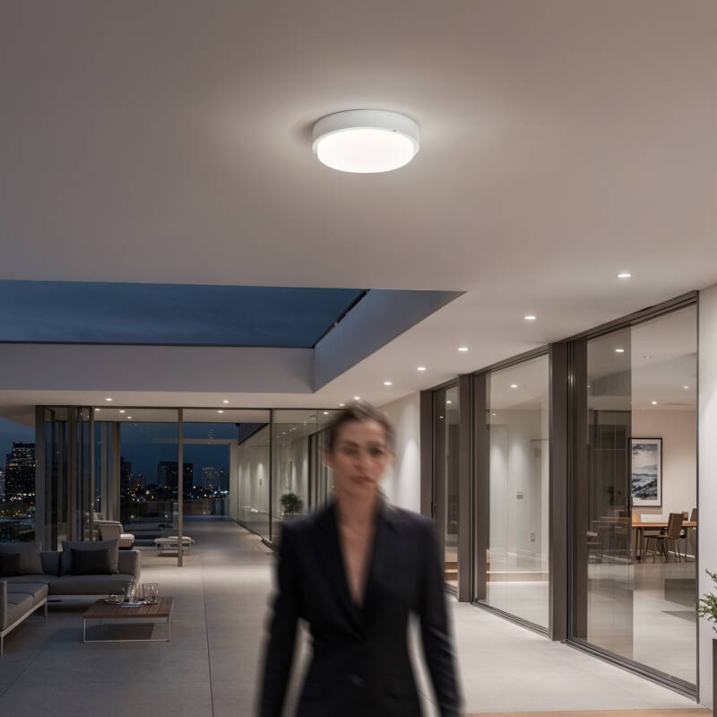LEDKIA LED-Deckenleuchte 25W Rund, IP65, Schwarz – Für Innen & Außen, 6500K Kaltweiß