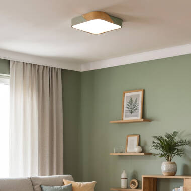 Afbeelding van Plafondlamp LED 18W Vierkant Hout 325x325 mm CCT Selecteerbaar Selecteerbare Semi-Dari