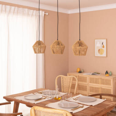 Bild von Pendelleuchte Geflochtenes Papier Kirito 3 Strahler