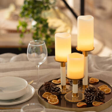 Pack of 3u LED Natural Wax Candle