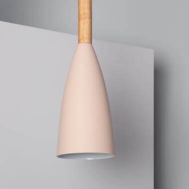 Immagine di Lampada a Sospensione in Alluminio e Legno Rain