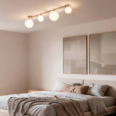 Afbeelding van Hanglamp Metaal en Glas Moonlight Brass 4spots