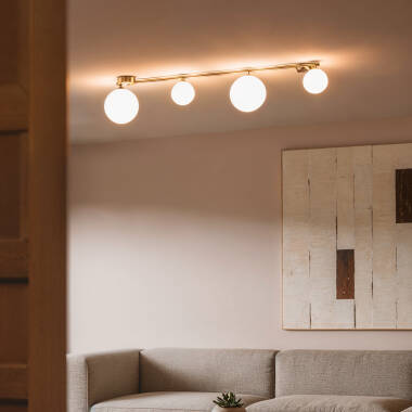 Afbeelding van Hanglamp Metaal en Glas Moonlight Brass 4spots