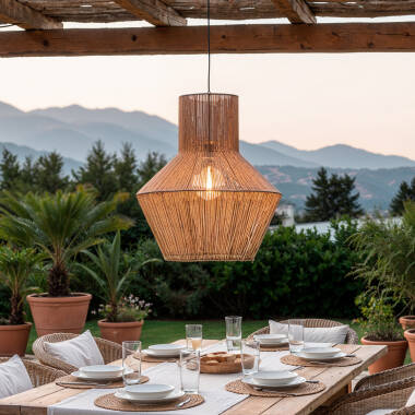 Lampa Wisząca z Włókna Naturalnego Zewnętrzna Newén Ø500 mm ILUZZIA