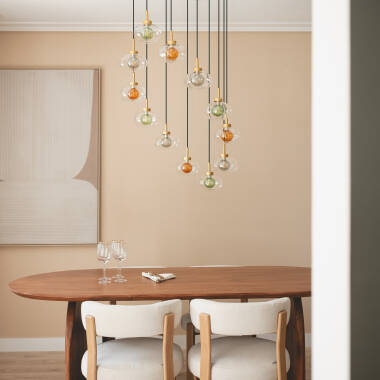 Afbeelding van Hanglamp Aluminium en Glas  Hassi 12 Lampen