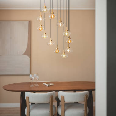 Afbeelding van Hanglamp Aluminium en Glas  Hassi 12 Lampen