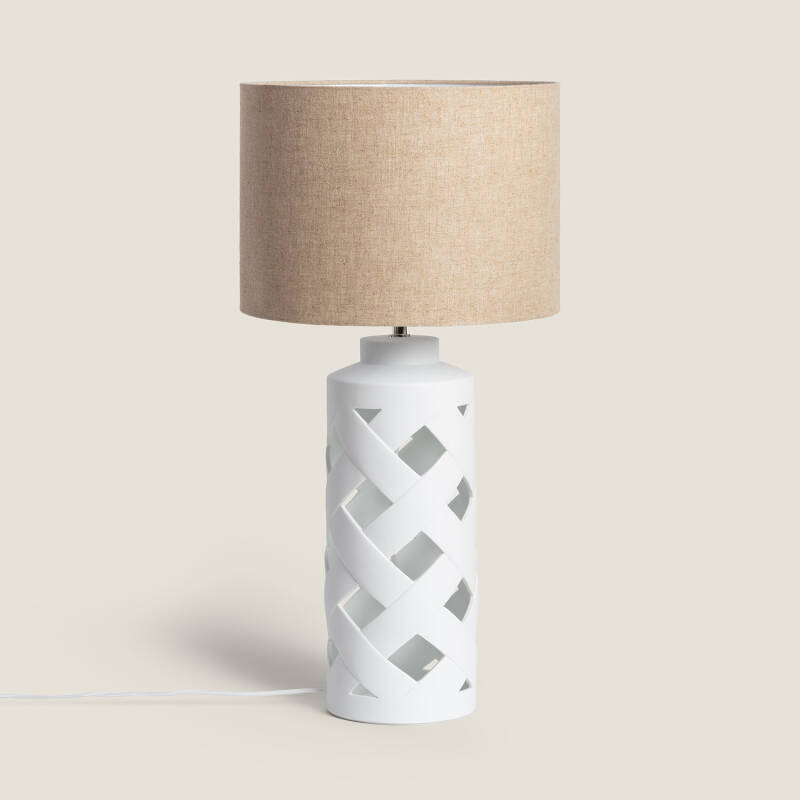 Bild von Tischlampe Keramik und Stoff Makalu Bild von Tischlampe Keramik und Stoff Makalu