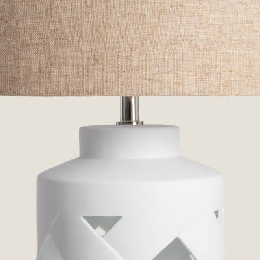 Bild von Tischlampe Keramik und Stoff Makalu Bild von Tischlampe Keramik und Stoff Makalu
