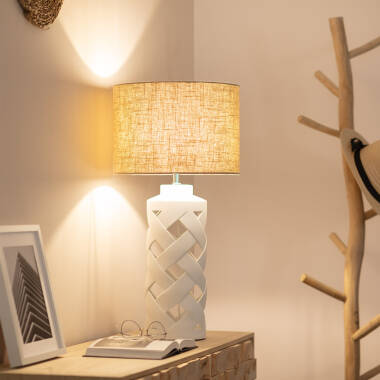 Bild von Tischlampe Keramik und Stoff Makalu Bild von Tischlampe Keramik und Stoff Makalu