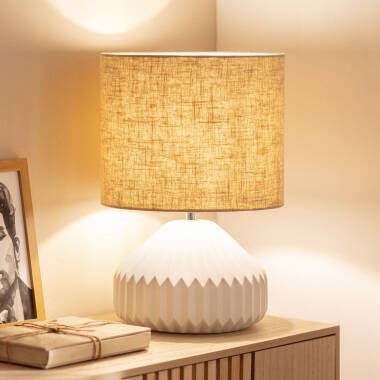 Stolní Lampa z Porcelánu a Látky Monduver