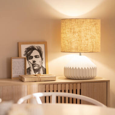 Immagine di Lampada da Tavolo Porcellana e Tessuto Monduver