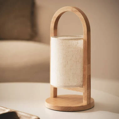 Lampe à Poser LED 1W Bois Portable avec Batterie USB Rechargeable Fragosa